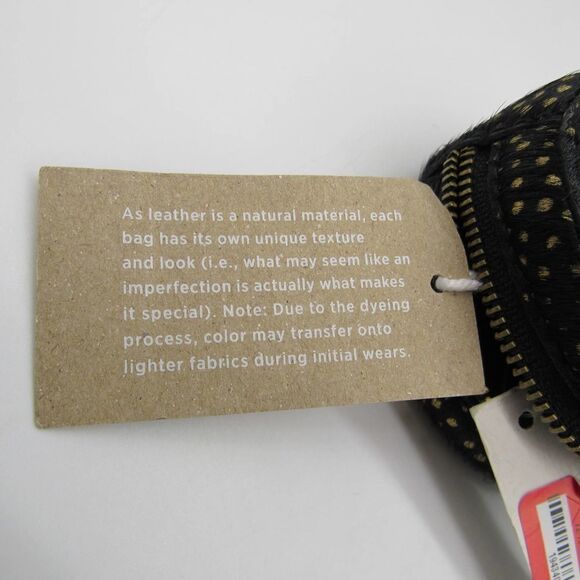 Madewell The Earbud Circle Pouch in Metallic Dot Calf Hair True Black Multi - Picture 4 of 6